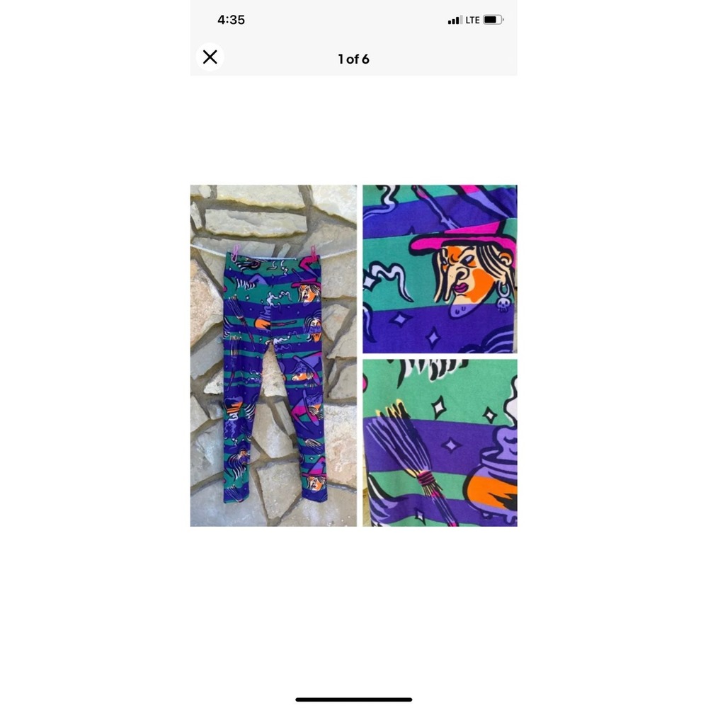 Lularoe Halloween Leggings OS Witch Broom Multicolor Womens One Size